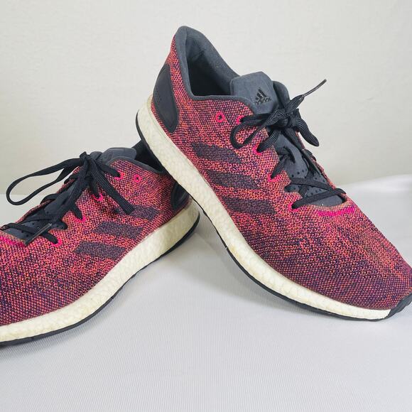 Adidas Pureboost Running Shoes Mens 10.5 Pink Blue Gym Work Out Sneakers Trainer - Picture 1 of 11